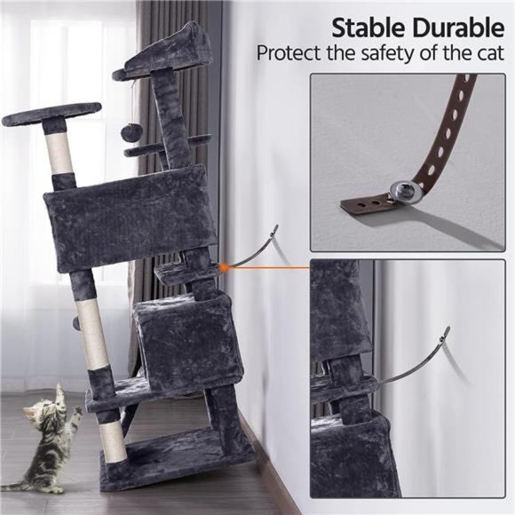 Cat Tree Tower Condo Furniture Scratch Post for Kittens Pet House Play, … - Picture 5 of 6